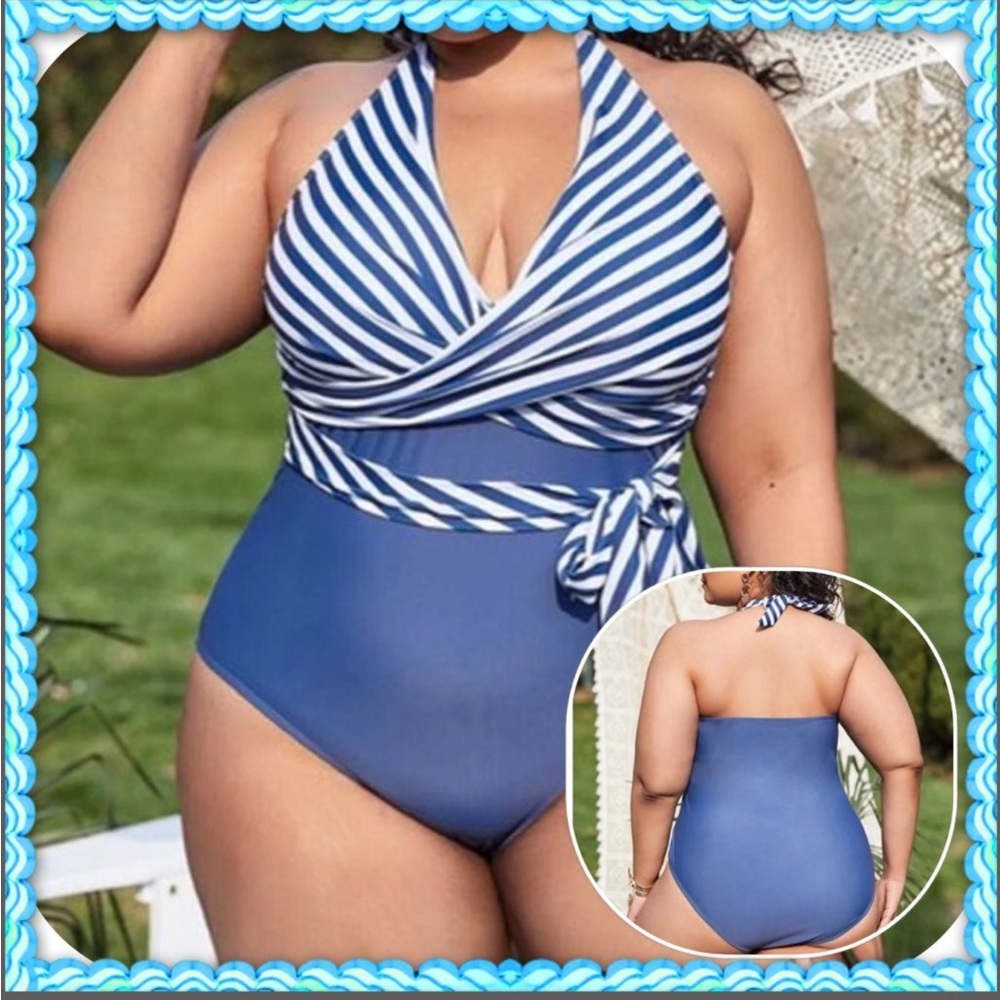 Plus Size Twist Halter One Piece Swimsuit NWOT